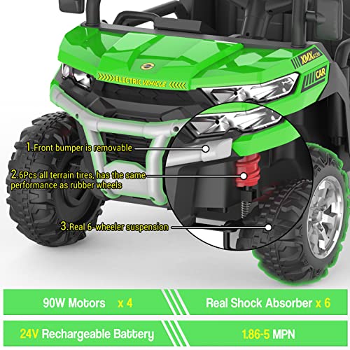 Ride On Dump Truck with Remote Control Electric UTV Vehicles with Electric Dump Bed, 4WD 6 Wheels Ride On Toys E7580