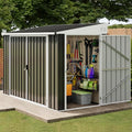 10x8 FT Outdoor Storage Shed Dark Gray Metal F44389