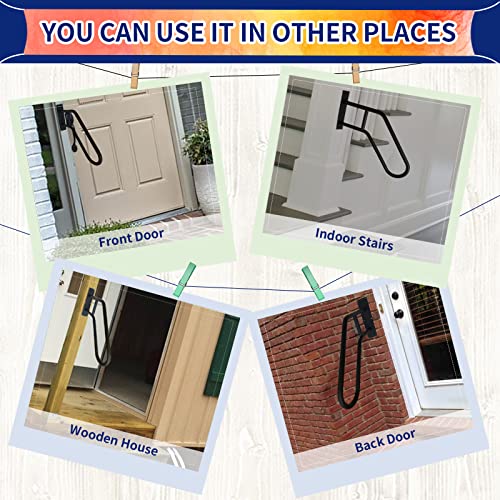 Outdoor Handrail Wall Mount, Polished White Finished Grab Bars, 28.7" Length Iron Pipe B291475