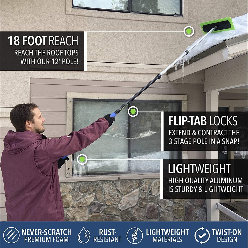 Pre-Assembled Extendable Roof Rake, Lightweight Aluminum, Pack of 2 G722880