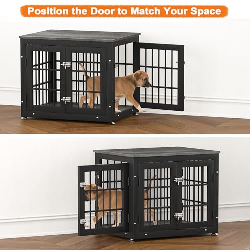 Natural and White Extra Large Wooden Dog Crate Furniture E560