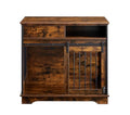 Brown Wood Dog Crate Furniture with Sliding Barn Door F511