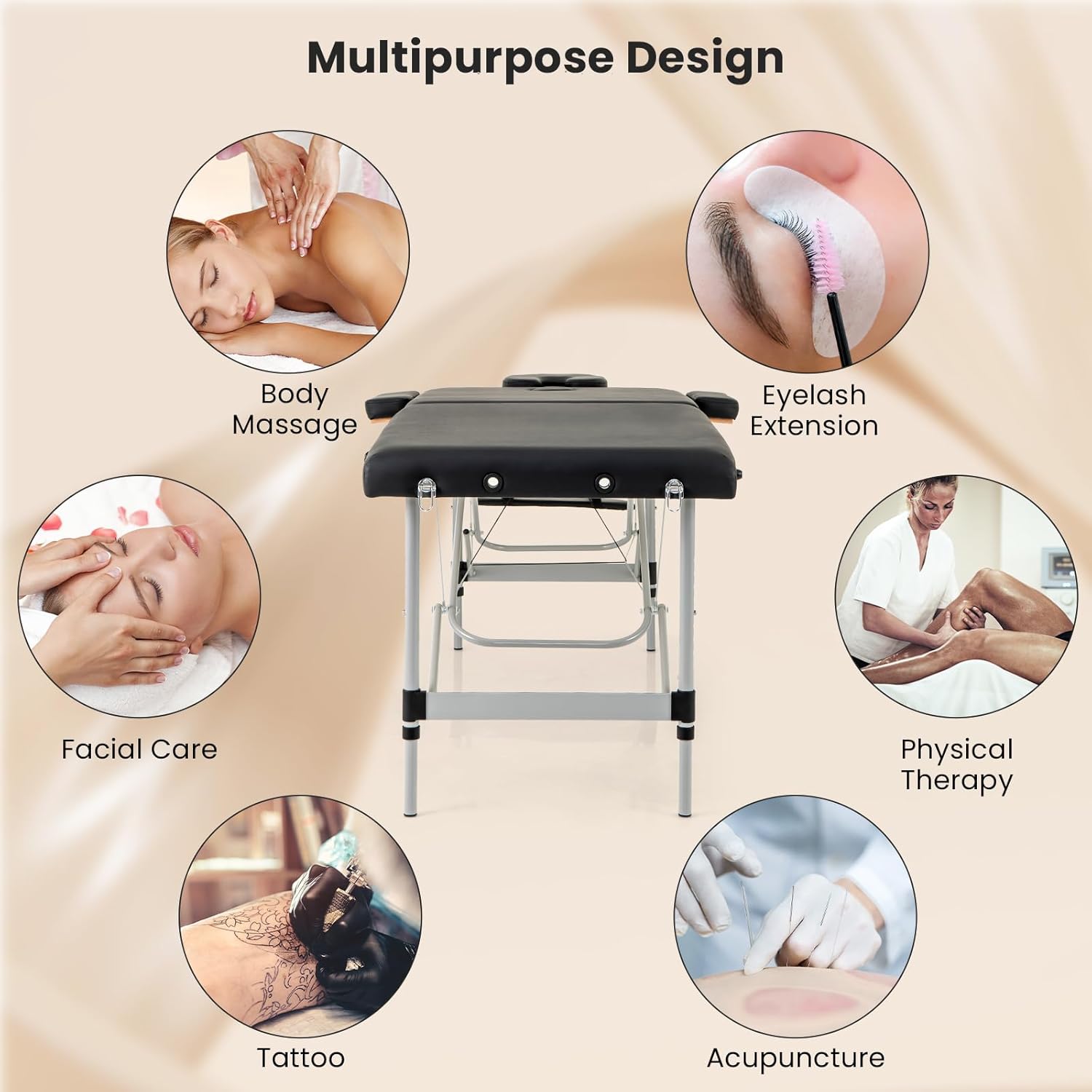 Black Portable Massage Table with Carrying Bag X731