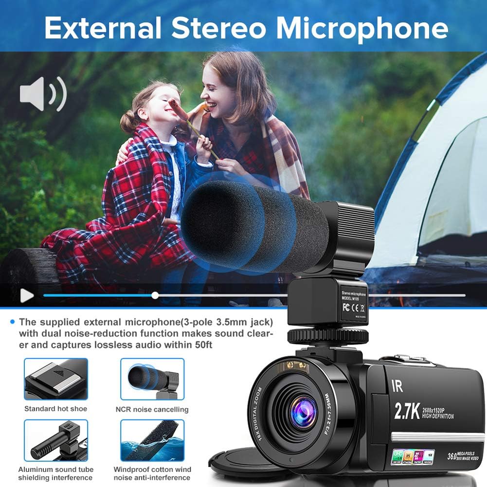 2.7K Ultra HD Digital Video Camera with Microphone U432