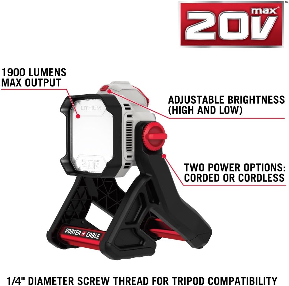 20V MAX LED Work Light, Corded/Cordless, Gray U139