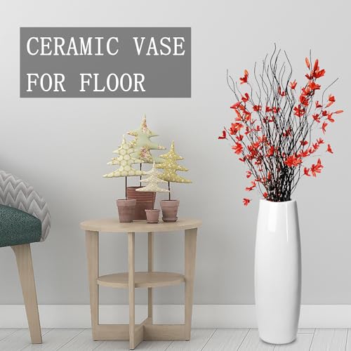 White Ceramic Tall Floor Vase 22.8 Inch T71486