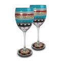 Set of 2 Hand Painted Wine Glasses, 10.5 oz. O8076