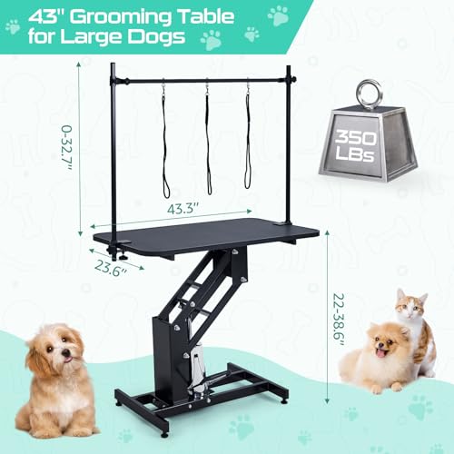 Hydraulic Dog Grooming Table, Heavy Duty, Max Load 350Lbs, WHITE K1403