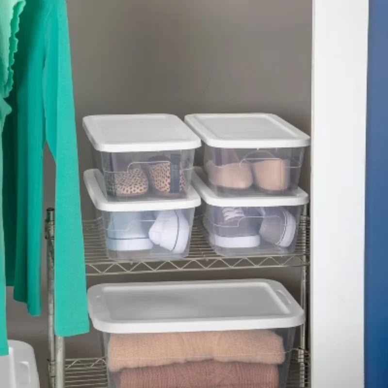 16qt Clear Storage Box with White Lid G815