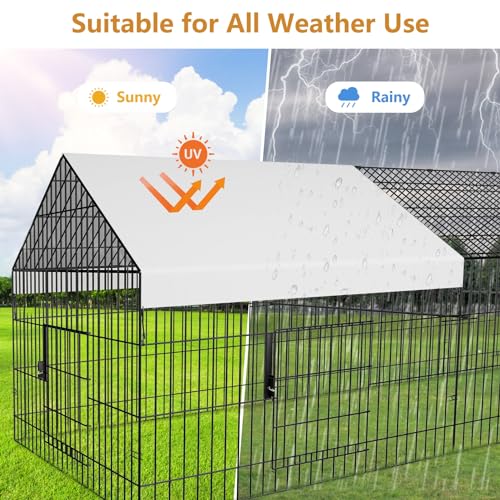 Metal Chicken Coop 87"×40" with Cover Chicken Run Pen Large Portable Chicken Playpen Enclosure J17667