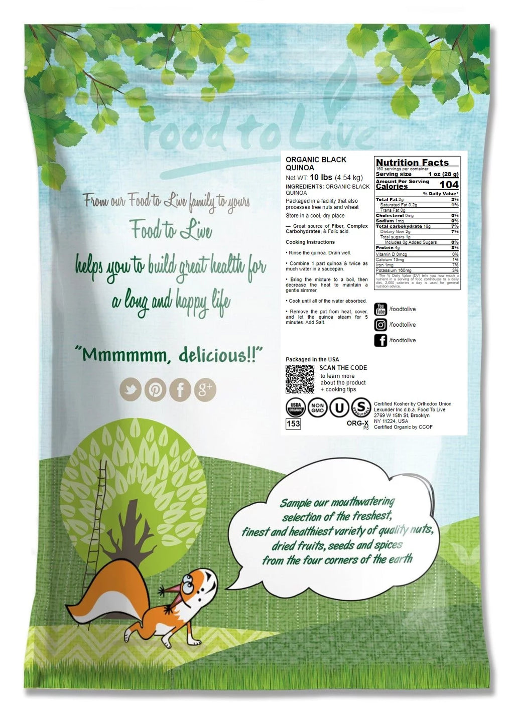 Organic Black Quinoa, 10 Pounds Y66158
