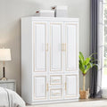 White Wood Storage Closet with Doors and Hanging Rod I83823