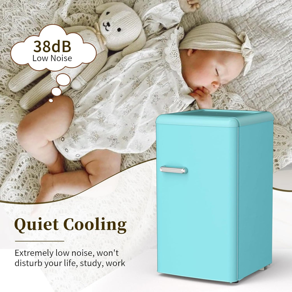Retro Mini Fridge with Freezer 3.6 Cu.Ft. Single Door Blue I946