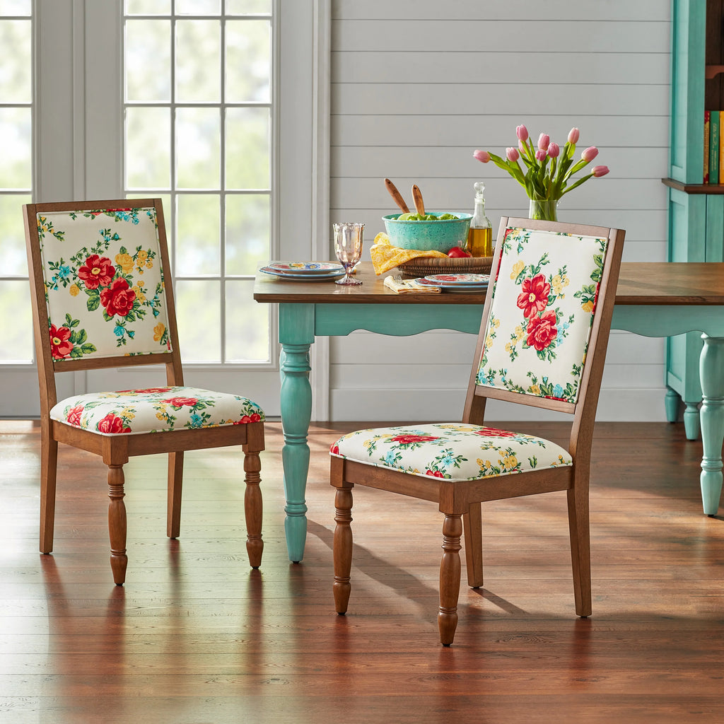 Set of 2 Solid Wood Dining Chairs, Walnut Finish R276209