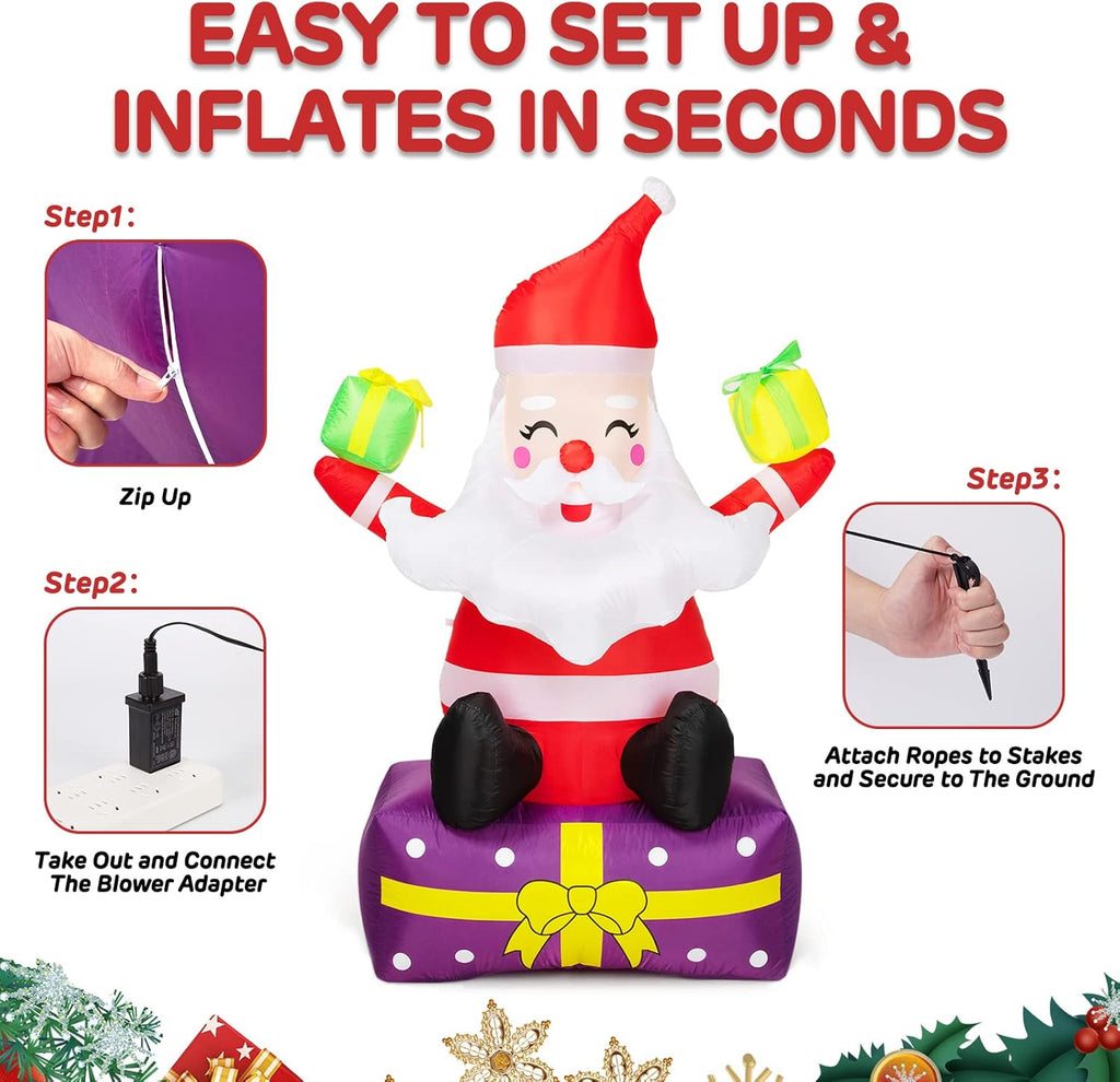 6 Ft Inflatable Santa Claus with Gift Boxes F475