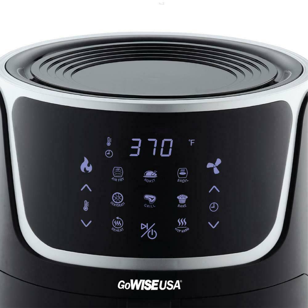 7 qt Electric Air Fryer with Dehydrator Black Silver D19626