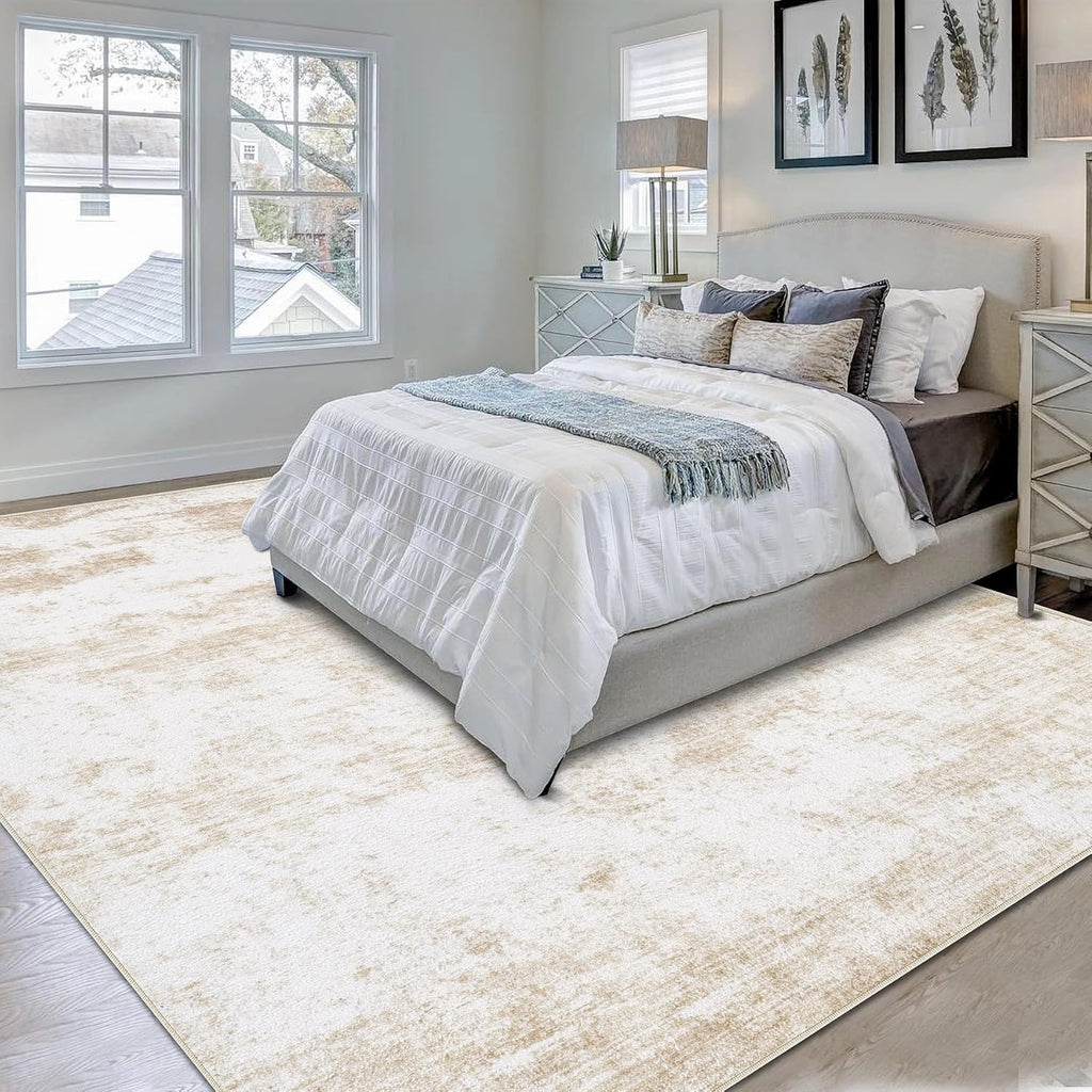Beige 8x10 Washable Area Rug C111473