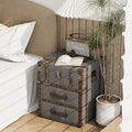 Grey Linen Storage Chest with Hinged Top J62841