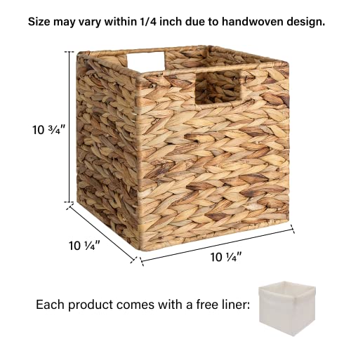 Natural Medium 4 Pack Wicker Storage Cubes with Liners H7631