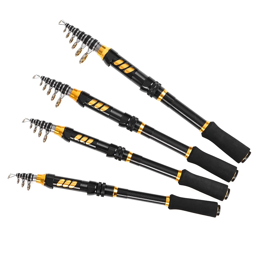 Telescopic Fishing Rod and Reel Combo Kit with 100M Fishing Line Lures Hooks Jig Head and Carrier Bag I491