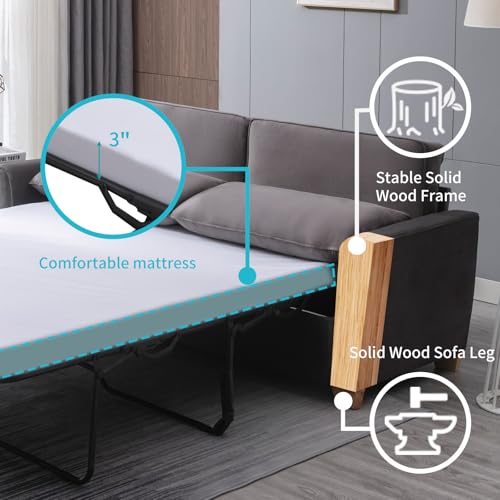 Queen Size Velvet Pull Out Sofa Bed X86812