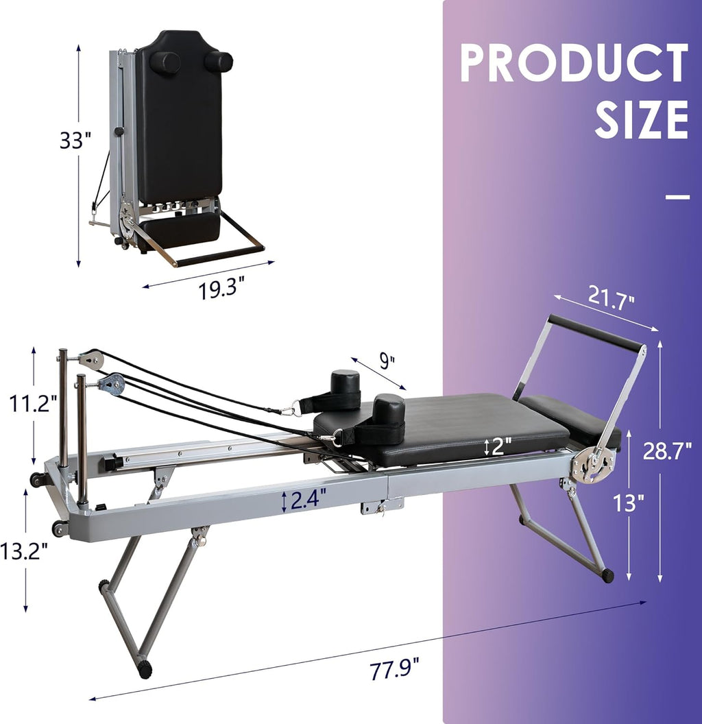 Black Foldable Pilates Reformer Machine T90490