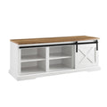 White Reclaimed Barnwood Sliding Barn Door Entry Bench G378