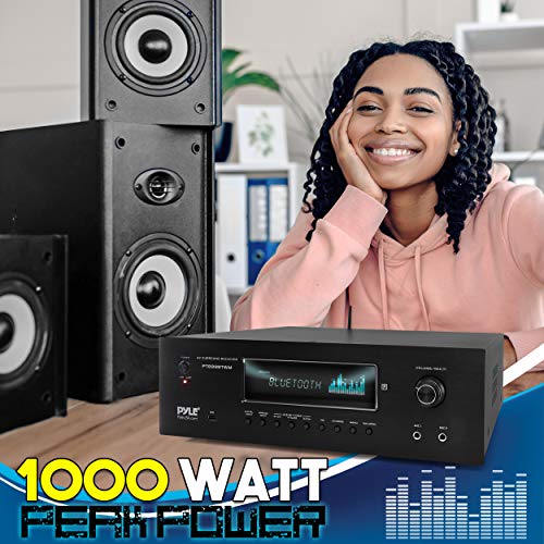 1000W 5.2 Channel Home Theater Receiver with Bluetooth 5.0 and 2 UHF Wireless Mics E45183