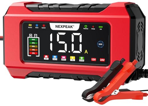 15-Amp 12V 24V Portable Car Battery Charger A395837