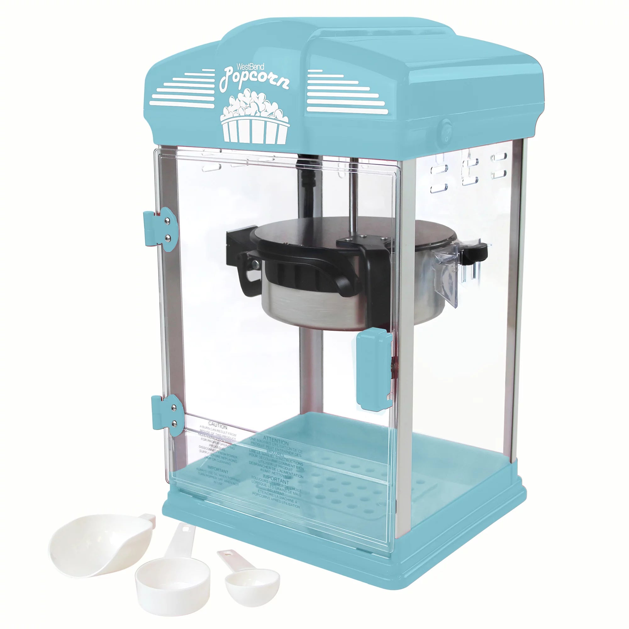 Blue 4-Ounce Popcorn Popper Machine with Nonstick Kettle M5347