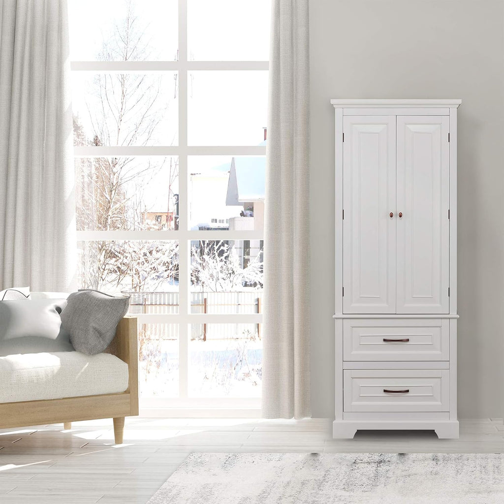 White Bathroom Storage Linen Cabinet Z1793