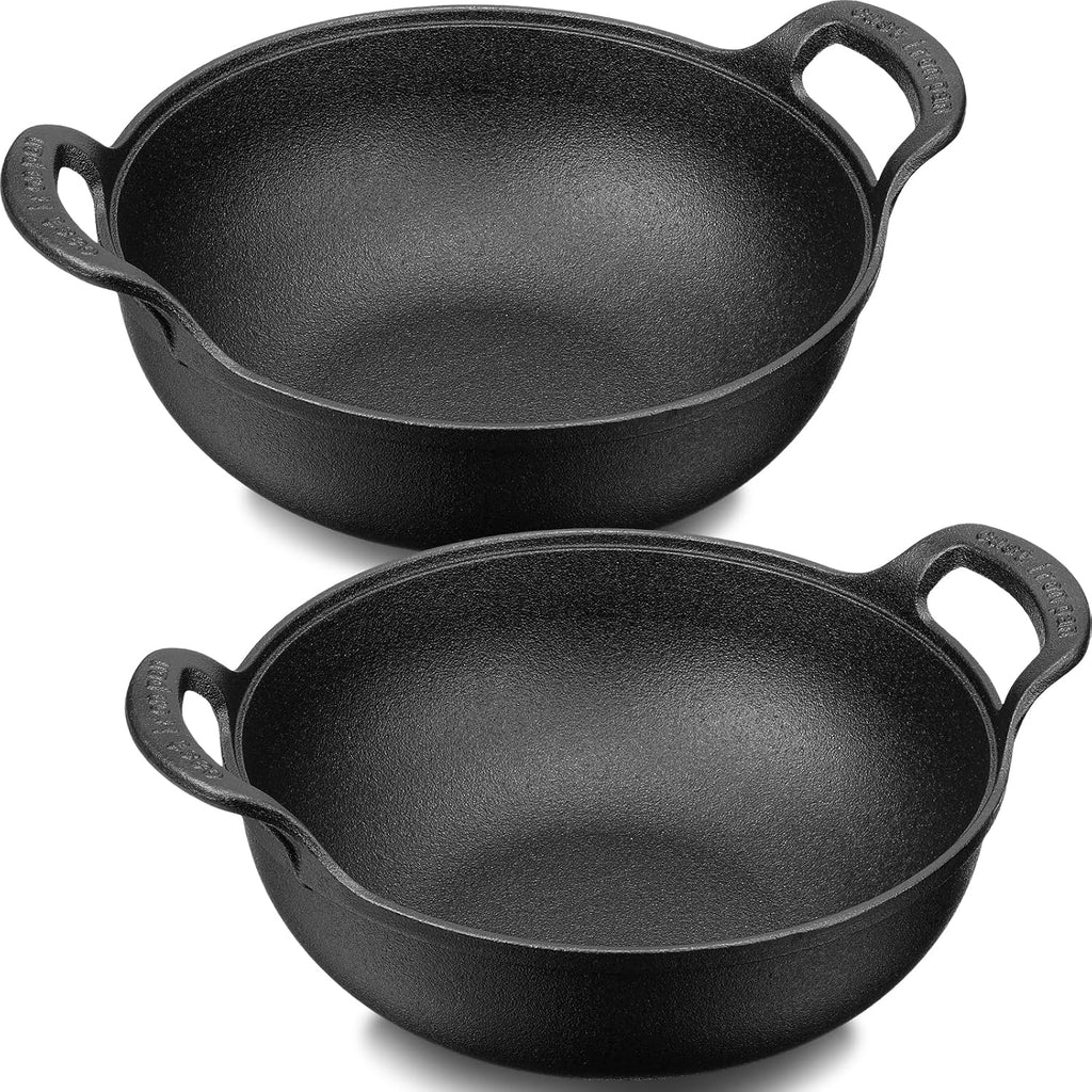 Black Cast Iron Nonstick Mini Wok with Loop Handle P901028