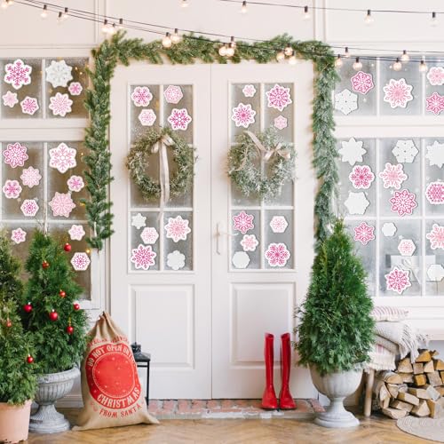 45 Pcs Christmas Snowflake Window Gel Clings N946542