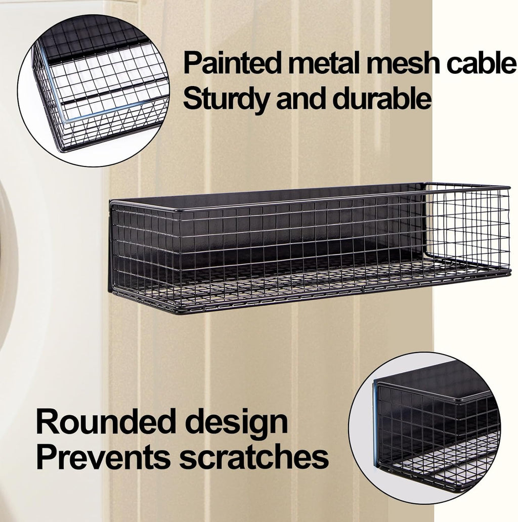 Black Magnetic Wire Mesh Shelf, 13.77" x 5.11" x 3.26" K4401