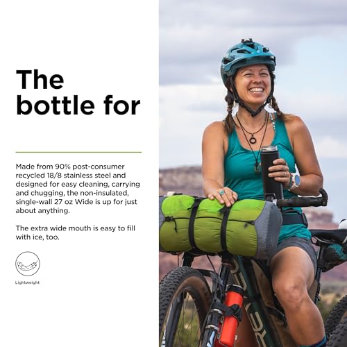 27oz Black Stainless Steel Water Bottle with Wide Loop Cap R751