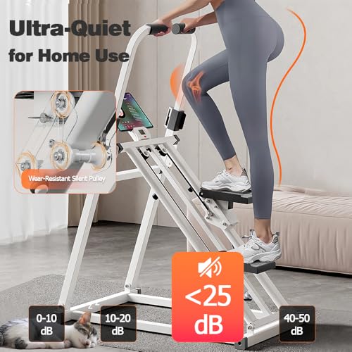 Compact Adjustable Stair Stepper Machine with Handles White X438