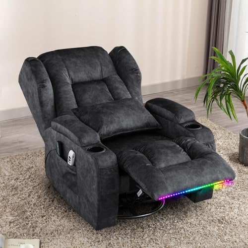 Grey Power Recliner Chair with Massage & Heat F9462