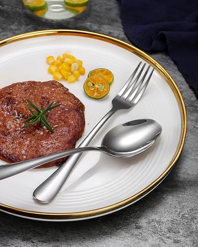 48-Piece Stainless Steel Hammered Silverware Set with Steak Knives A337