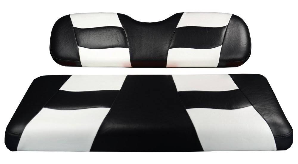 Black/White Two-Tone Front Seat Covers for Club Car Precedent Golf Carts Q263