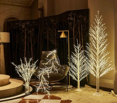 6FT 810 LED Lighted Twig White Alpine Tree Y470
