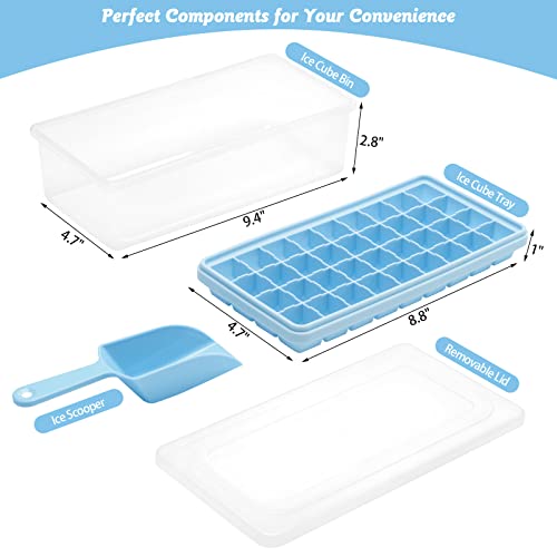 Food-grade Silicone Ice Cube Tray with Lid and Storage Bin, 36 Small Nugget Ice Maker Q657