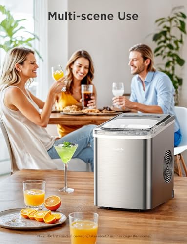 Smart Countertop Ice Maker Machine with Self-Cleaning, 26lbs/24Hrs, Stainless Silver U2144