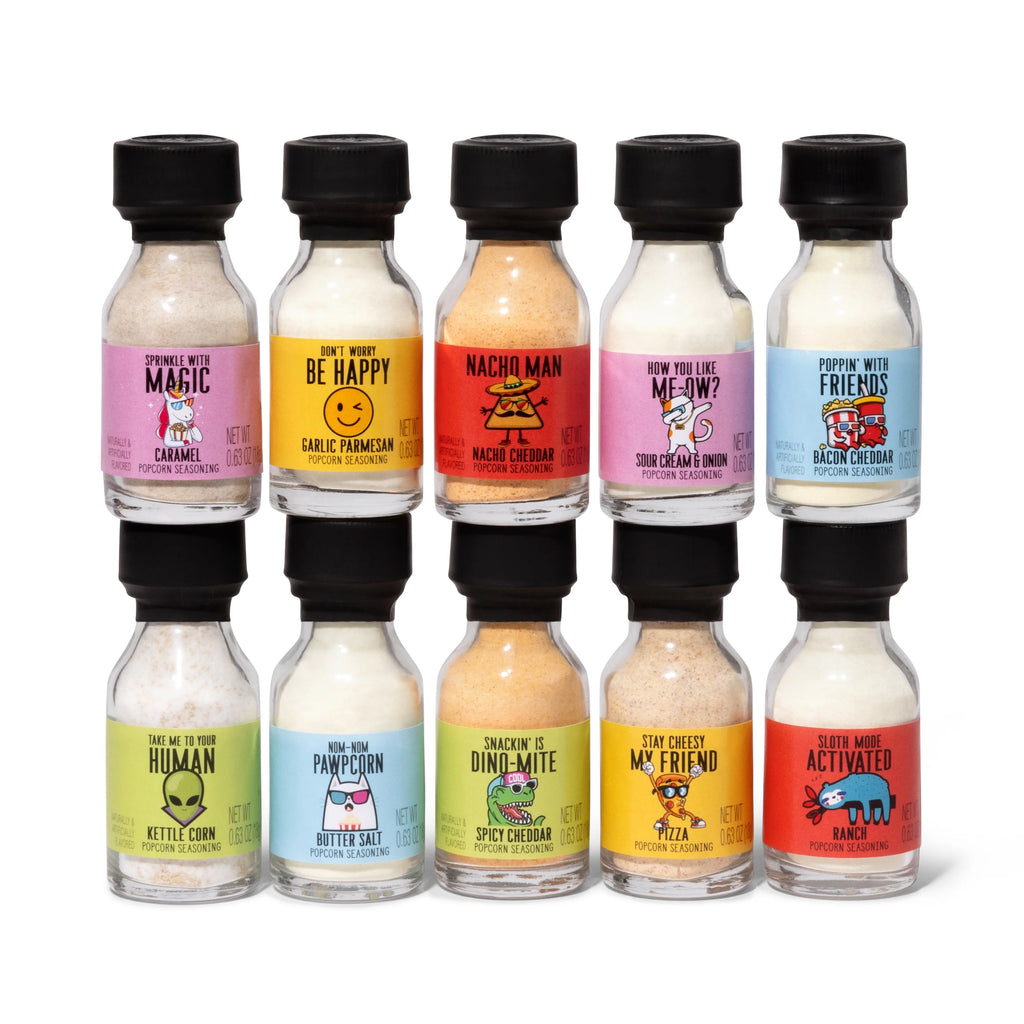 Set of 10 Popcorn Seasoning Sampler Gift Set Q5592