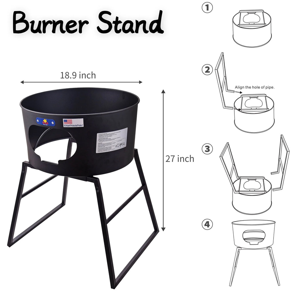 23" Heavy Duty Stainless Steel Concave Comal Set With Cast Iron Propane Burner Stove and Burner Stand W424