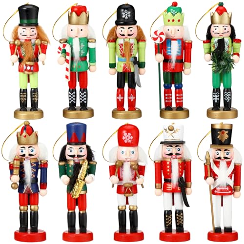 10 Pcs Wooden Nutcracker Ornaments 5 Inch T1031