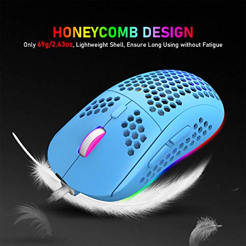 60% Wired Mechanical Gaming Keyboard and Mouse Combo, Ultra-Compact Mini 62 Keys Type C Chroma 20 RGB Backlit Effects, 6400 DPI Lightweight Gaming Mouse with Honeycomb Shell R490