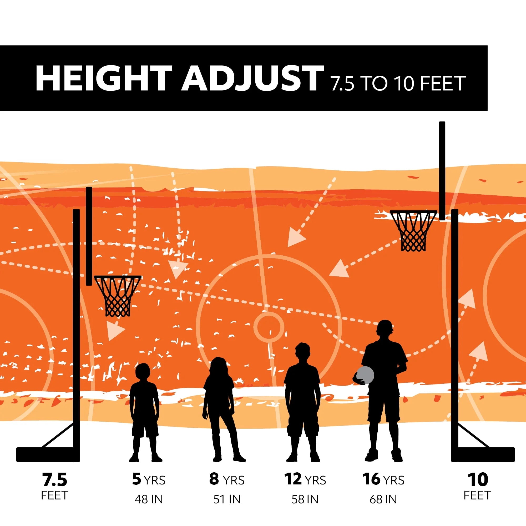 44 inch Adjustable Portable Basketball Hoop J315037