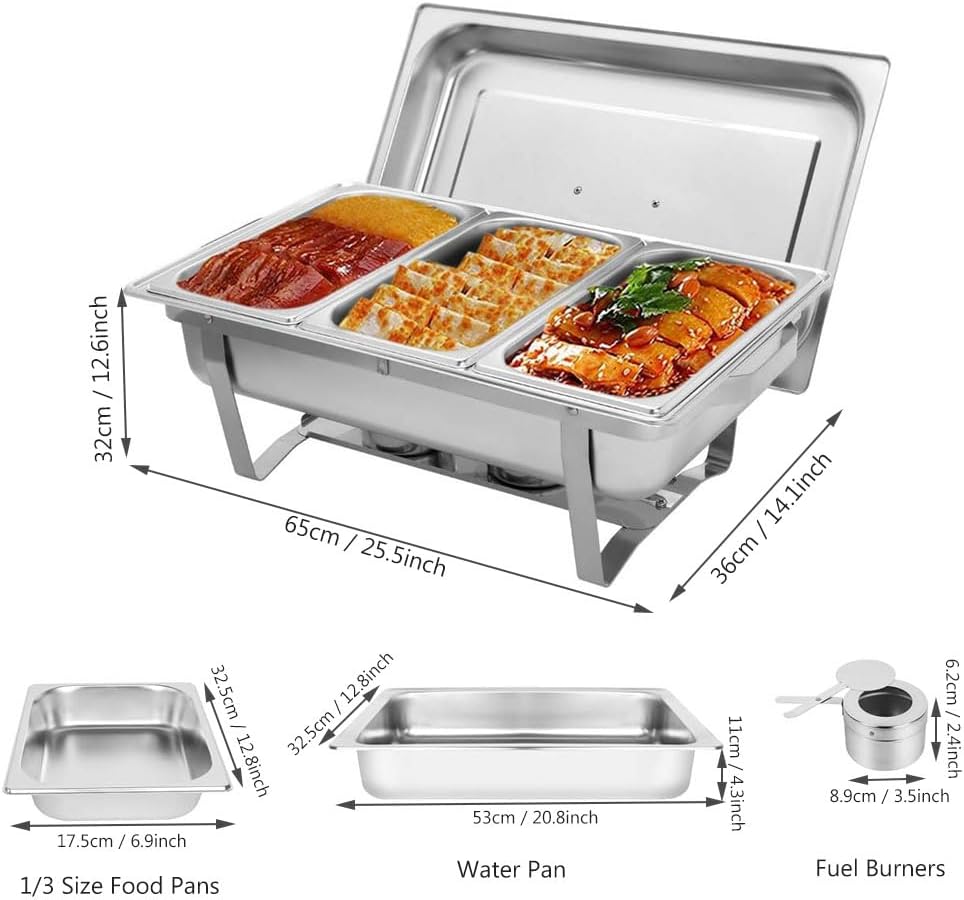 8 Quart Stainless Steel Chafing Dish Set with Food Pans W801485