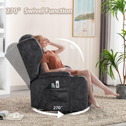 Grey Power Recliner Chair with Massage & Heat F9462