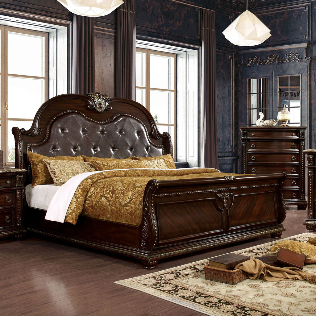 Brown Cherry Eastern King Size Bed R530606